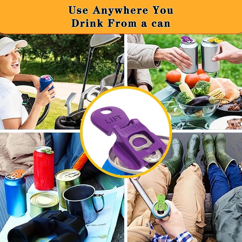 kookkit 6PCS Colorful Can Tab Openers & Leak-Proof Drink Covers – One-Hand Soda Can Opener and Reusable Protector Caps for Coke, Beer, Soda, and Aluminum Cans - Image 3